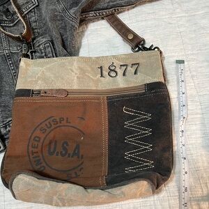 Canvas Shoulder Bag - Brown and Black by Myra Bag